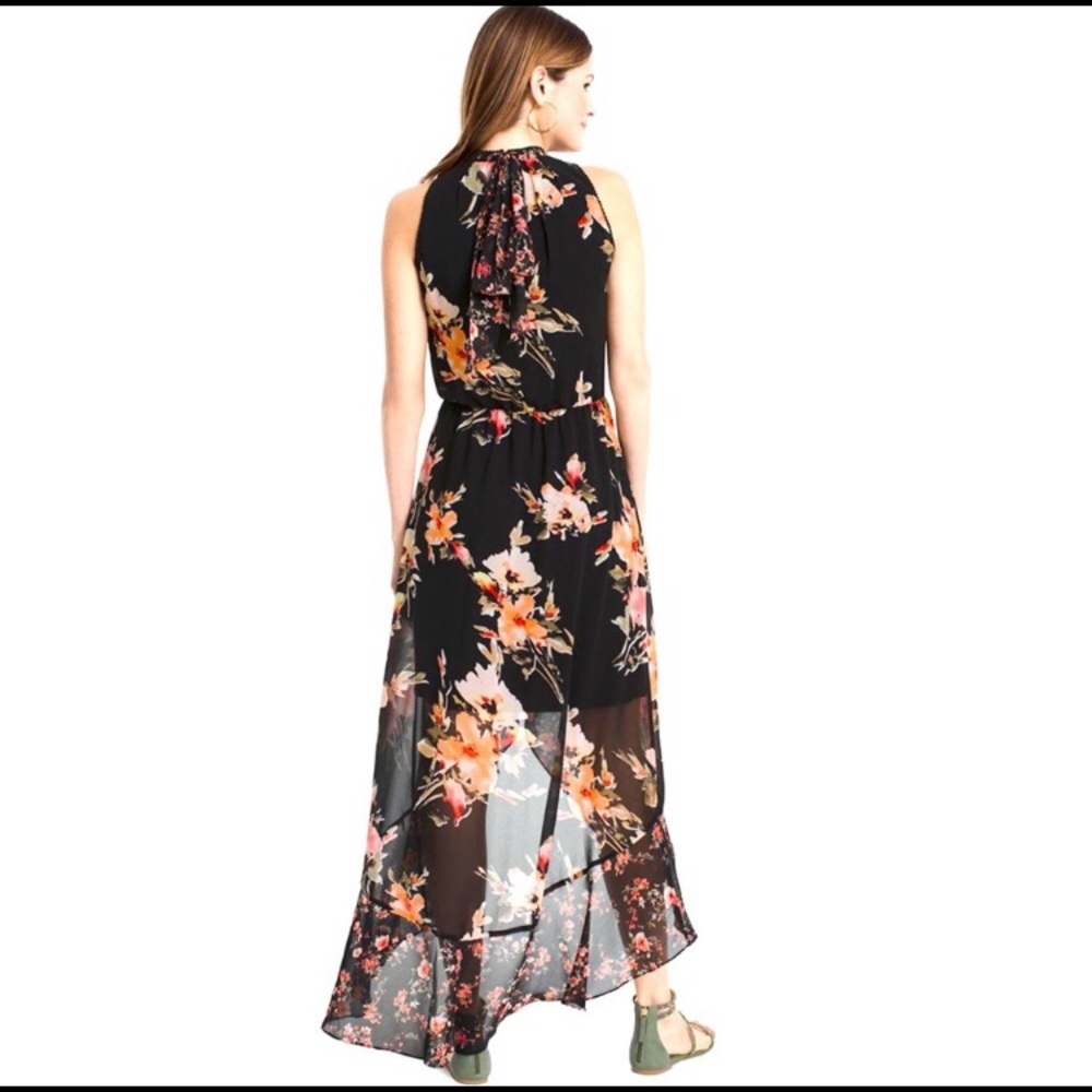 White House Black Market Maxi High-Low Sleeveless Floral Dress - Picture 3 of 12